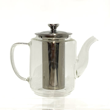 Crystal Clear Glass Teapot with Stainless Steel Infuser – Modern Loose Leaf Tea Brewer