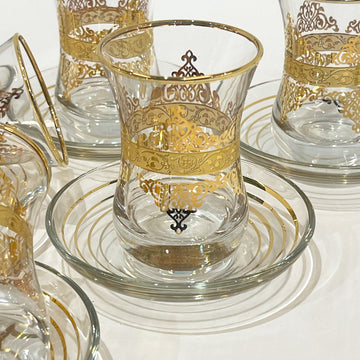 KANZ Turkish Tea Glass Set – Gold Filigree (6 pcs)