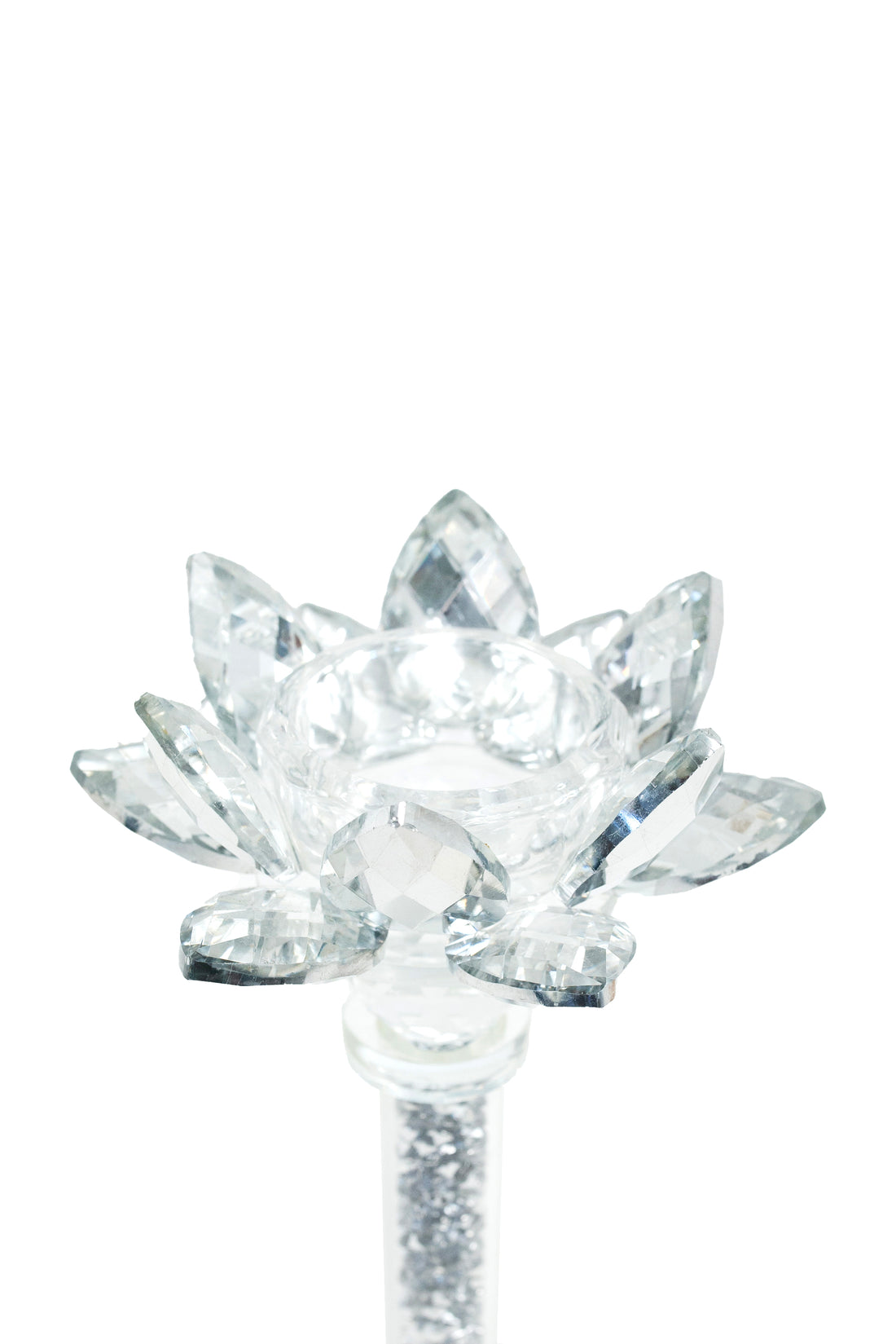 Crystal Lotus Candle Holder with Silver Bead Stem – Decorative Centrepiece