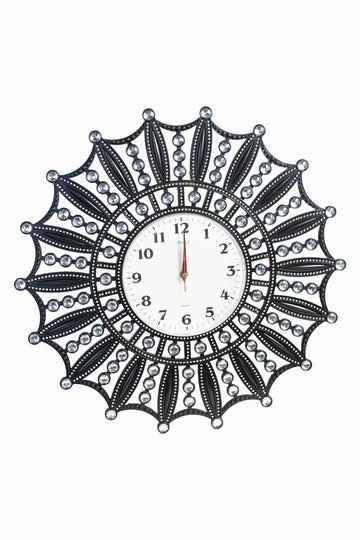 Celeste Sunburst Wall Clock – Black with Crystal Accents