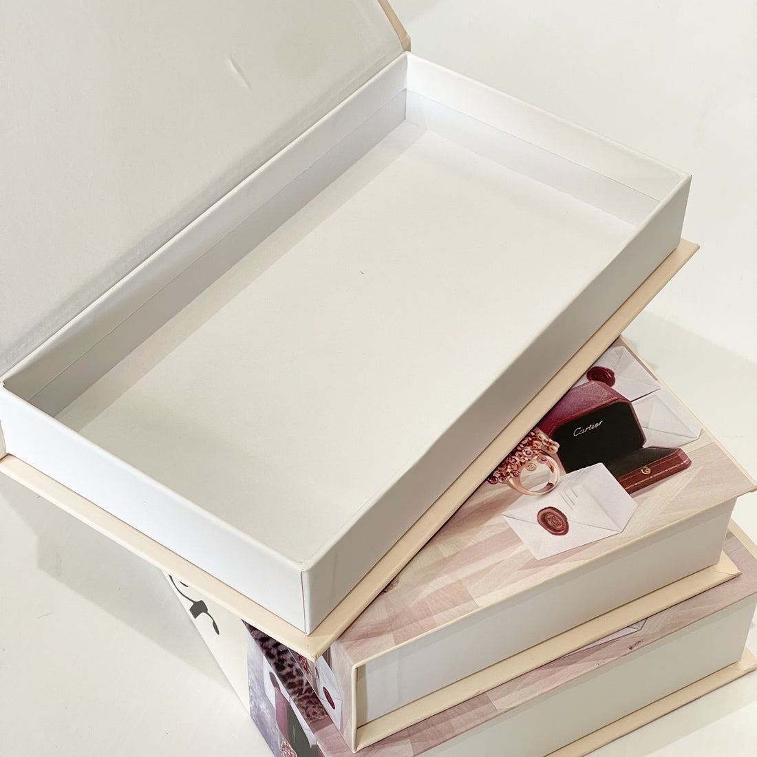 Faux Book Storage Set β Beige Panther Edition (Set of 3)