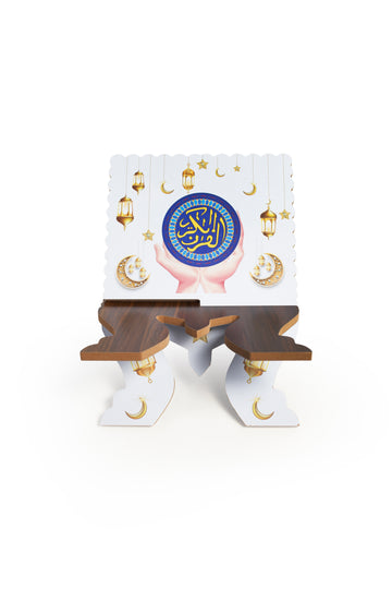 Decorative Quran Stand (Rehal) – Crescent & Lantern Design