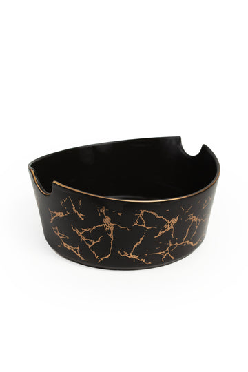 Black Marble Ceramic salad bowl with Gold Veins