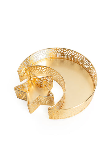 Golden Crescent & Star Dessert Tray Set