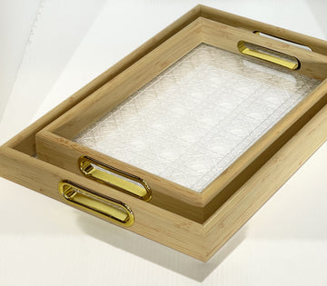 Rattan Pattern Acrylic Tray Set (2-Piece)