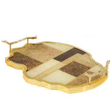 KANZ Gold-Inlay Decorative Tray – Modern Stone Mosaic