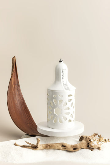 Noor - Elegant White Ceramic Lantern – Timeless Arabic Design - Medium