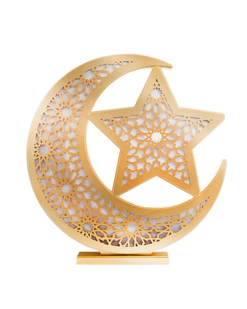 Gold Crescent & Star LED Decor Light – Battery Operated