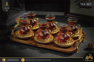 Nature Core Luxury Tea Set – 6-Piece Gold & Glass Collection