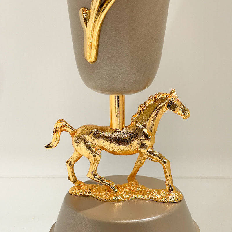 Majestic Horse Gold-Plated Bukhoor Burner β Silver Champagne + Gold