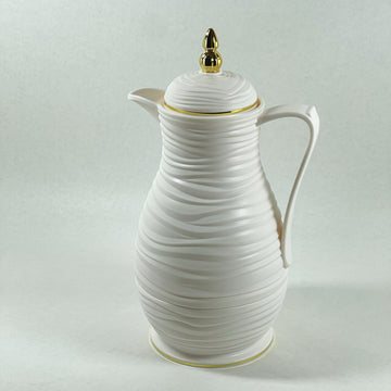 KANZ Aalya – Swirl Flask (White & Gold, 1L)