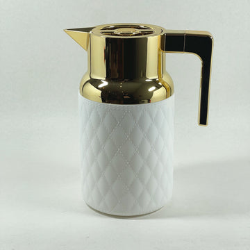 KANZ Mira – Quilted Flask (White & Gold, 1L)