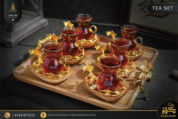 Nature Core Luxury Tea Set - 6-Piece Gold & Glass Collection