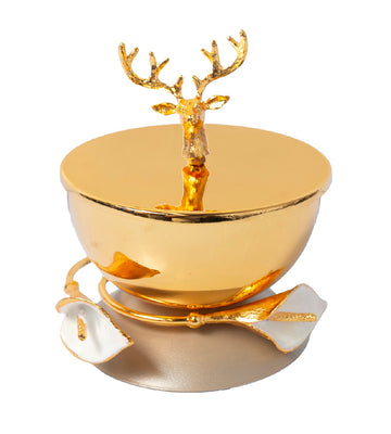 Elegant Gold Deer-Inspired Bakhoor Burner β Luxury Incense Holder