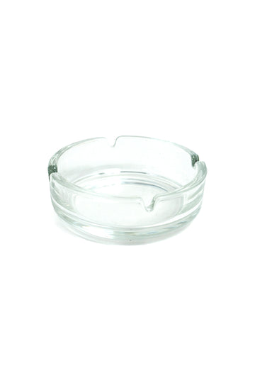 Clear Glass Ashtray – Round Heavy Base with Notches