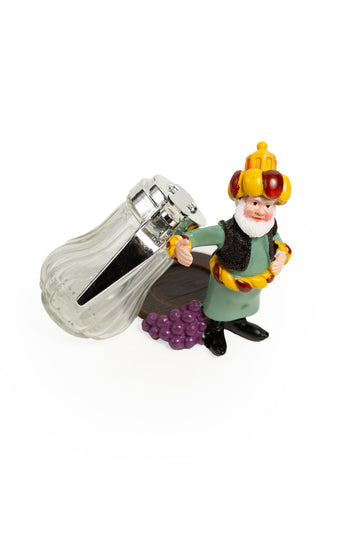 Glass Syrup Dispenser with Hand-Painted Figurine Base