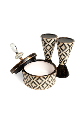 Diamond Mosaic Trinket Box & Goblet Set