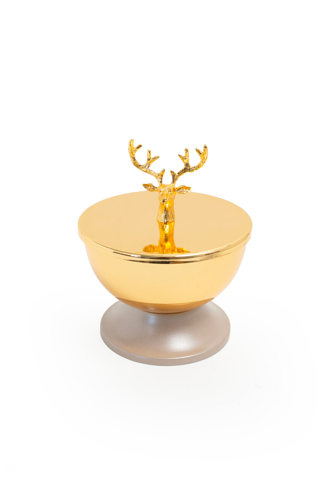 Gold Deer-Lid Decorative Bowl – Pedestal Base Storage Dish
