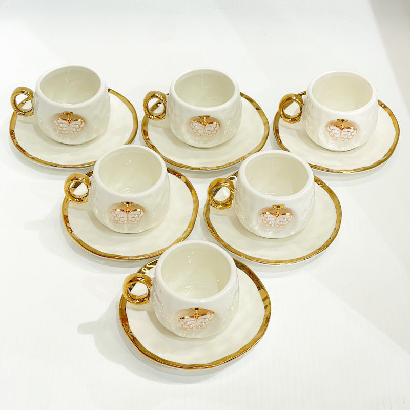 Ethereal Butterfly Turkish Coffee Cup Set