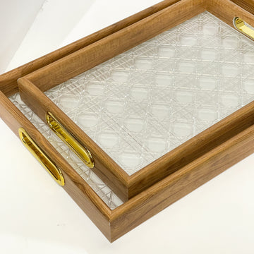 Rattan Luxe Acrylic Tray Set – 2 Piece