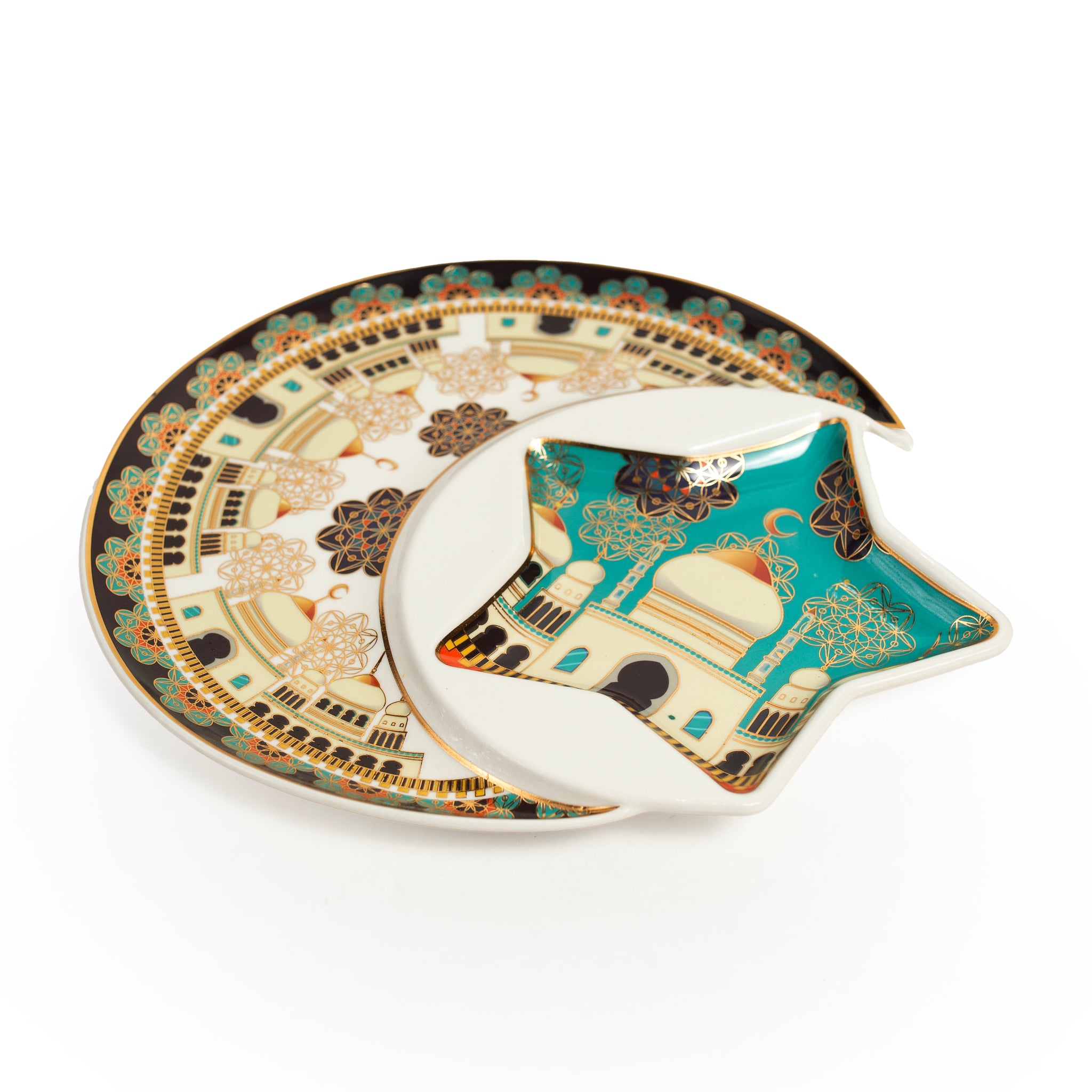 Ramadan Crescent & Star Ceramic Plate Set