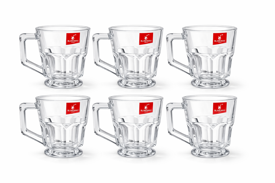 Classic Glass Tea Cups with Handle – 6 Piece Set