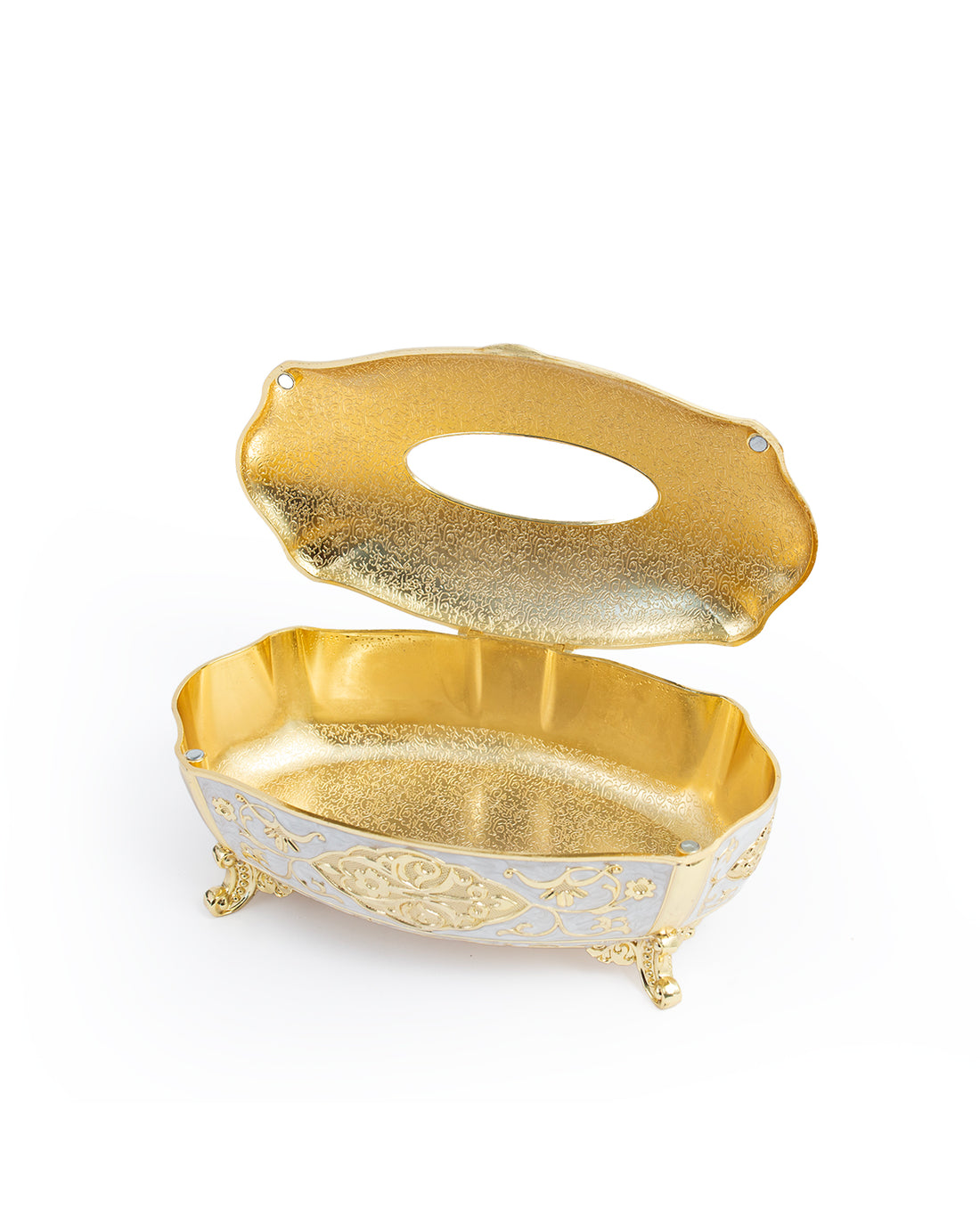 Luxury Baroque Tissue Box – White & Gold