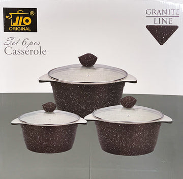 JIO Original 6-Piece Granite Non-Stick Casserole Set