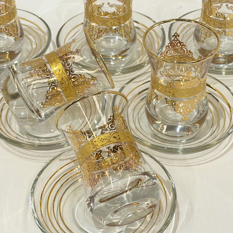 KANZ Turkish Tea Glass Set – Gold Filigree (6 pcs)