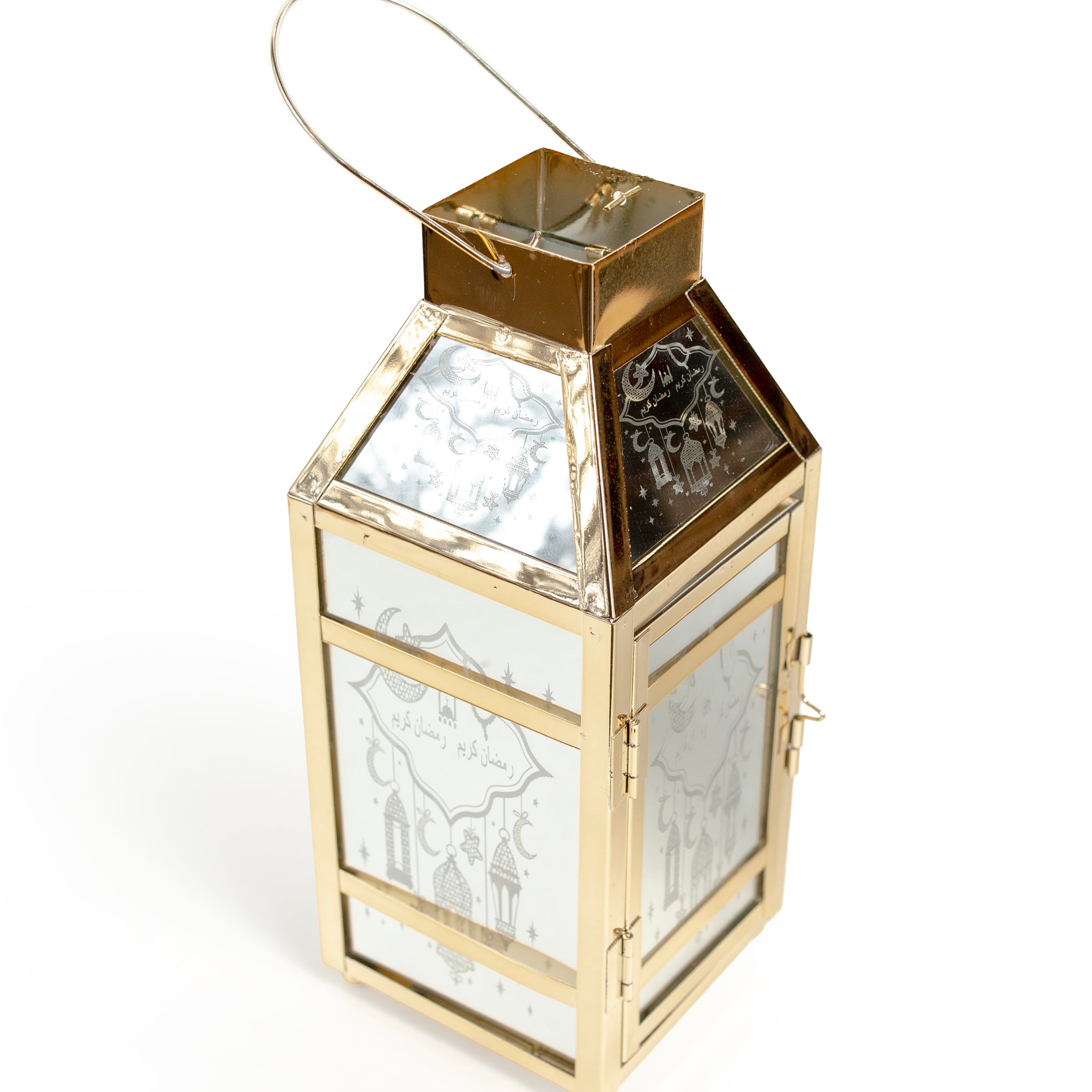 Golden Ramadan Lantern – Battery Operated LED Decorative Lamp