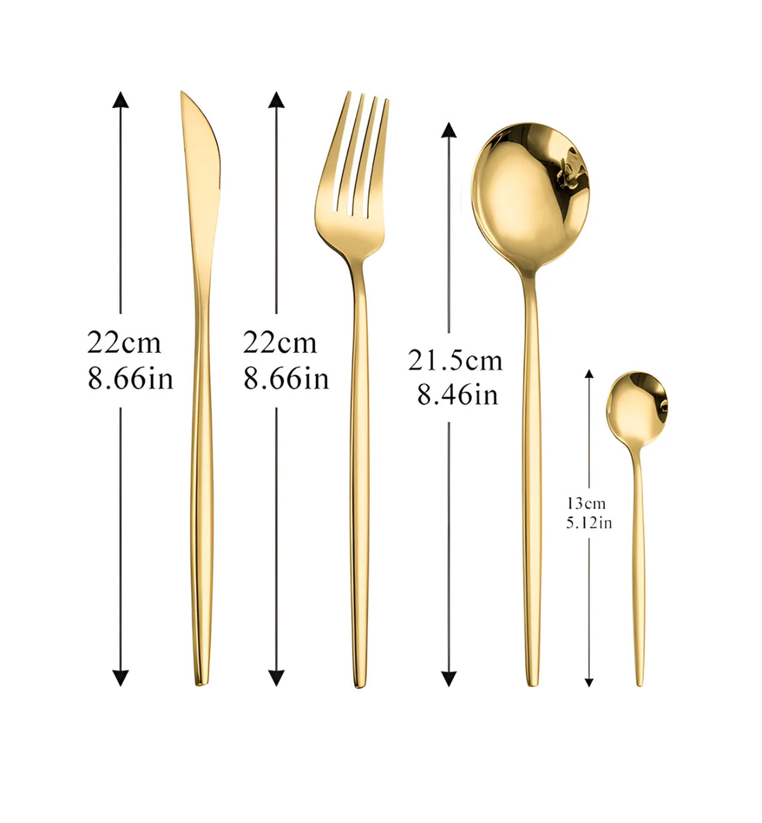 LuxeEmerald Gold 4-Piece Cutlery Set