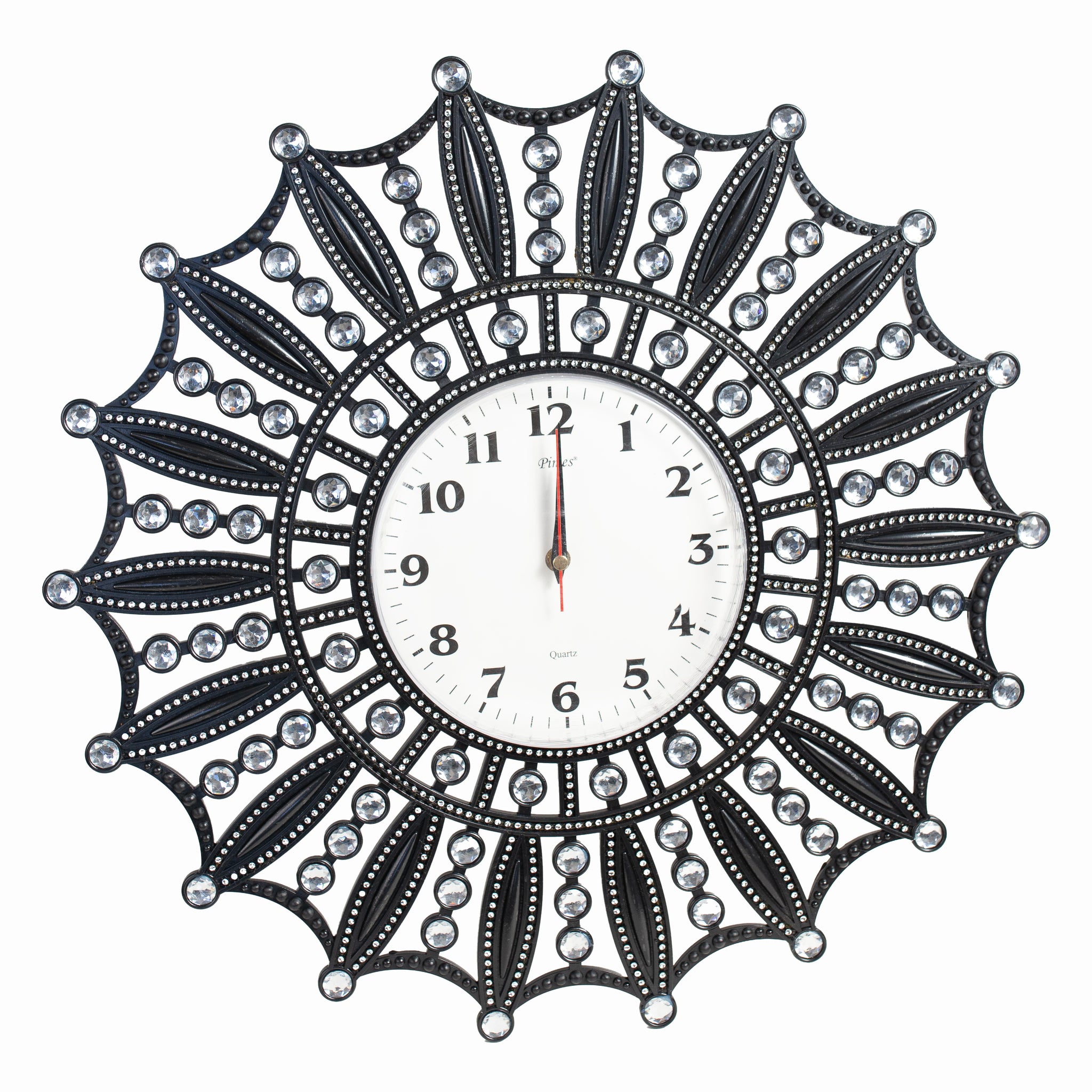 Celeste Sunburst Wall Clock – Black with Crystal Accents