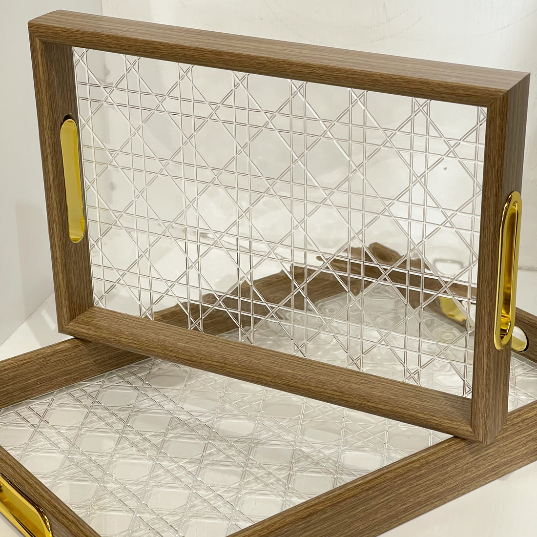 Rattan Luxe Tray Set – Medium Oak