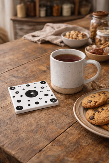 Monochrome Nazar Porcelain Coaster