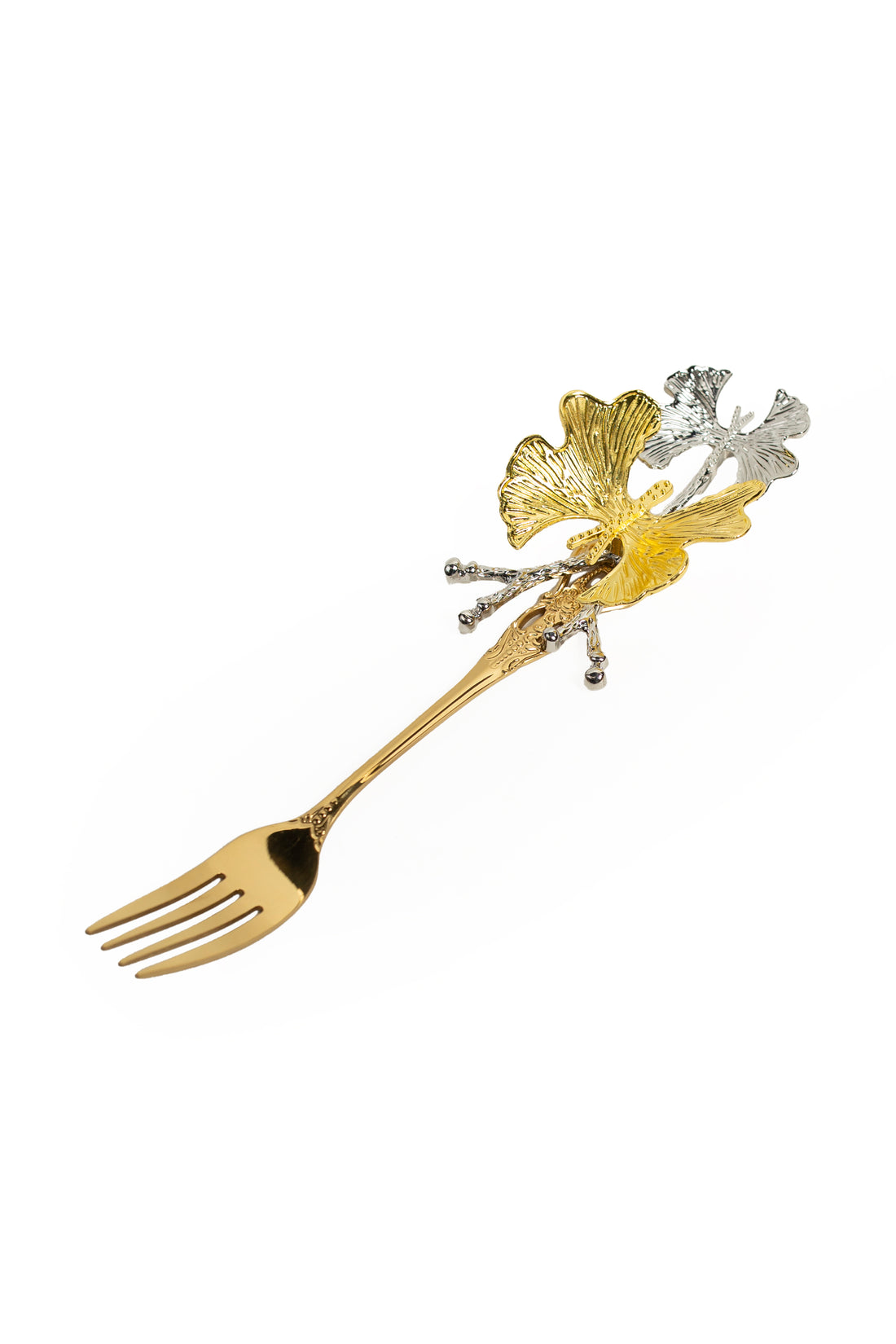 Ginkgo Leaf Decorative Gold Fork Set – 6-Piece Luxury Flatware