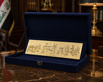 Nasb Al-Hurriya Baghdad Heritage Gold Plaque in Velvet Box
