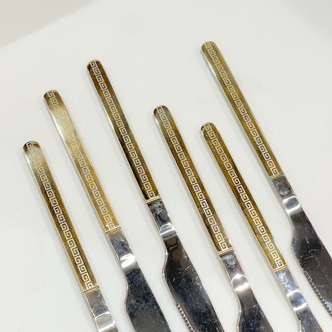 Athena Gold-Trim Dinner Knife Set – 6pcs