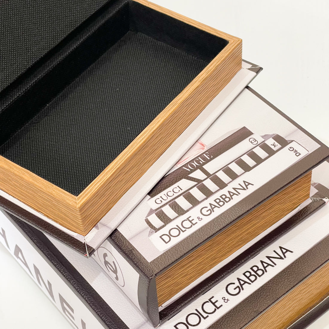 Monochrome Luxe Faux Book Storage Set – Set of 3