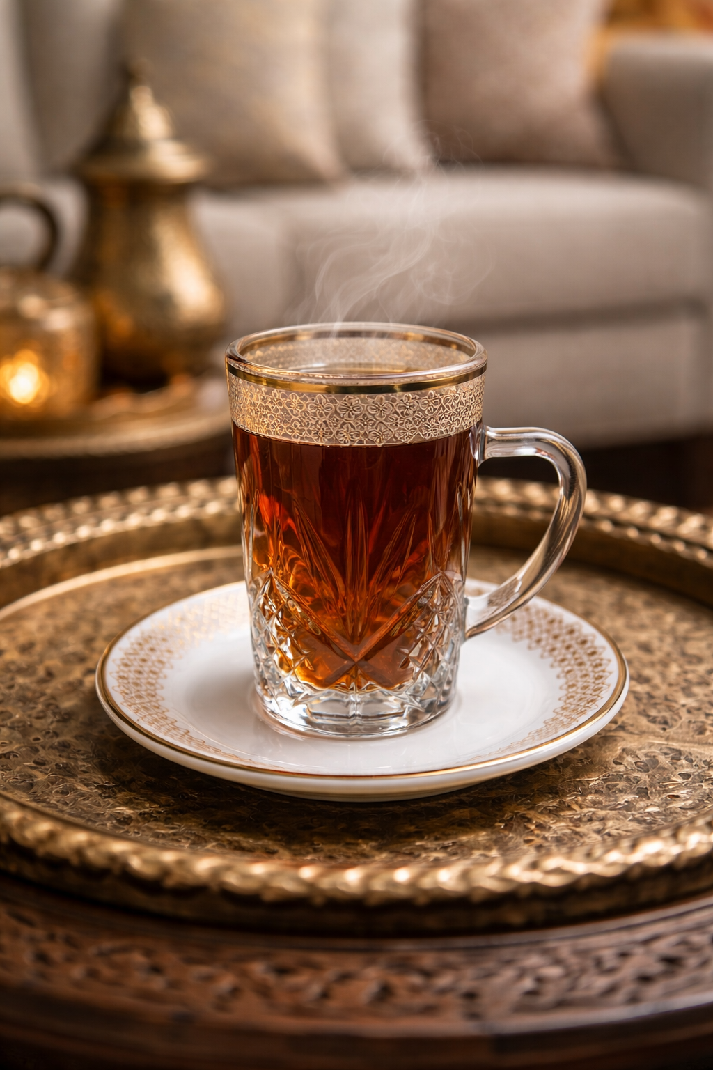 Noor Crystal Tea Set – Gold Edition (6 Cups & 6 Saucers)