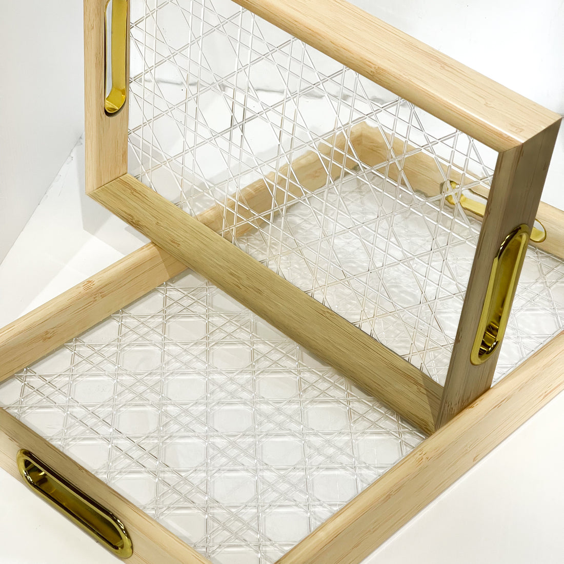 Rattan Pattern Acrylic Tray Set (2-Piece)