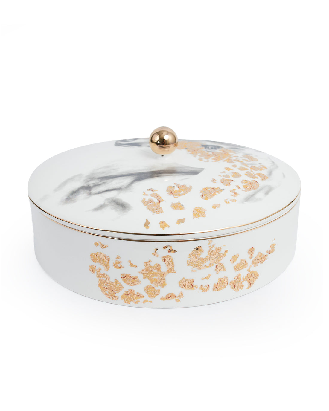 Porcelain Decorative Storage Jar – Arabian Horse Design with Gold Detail