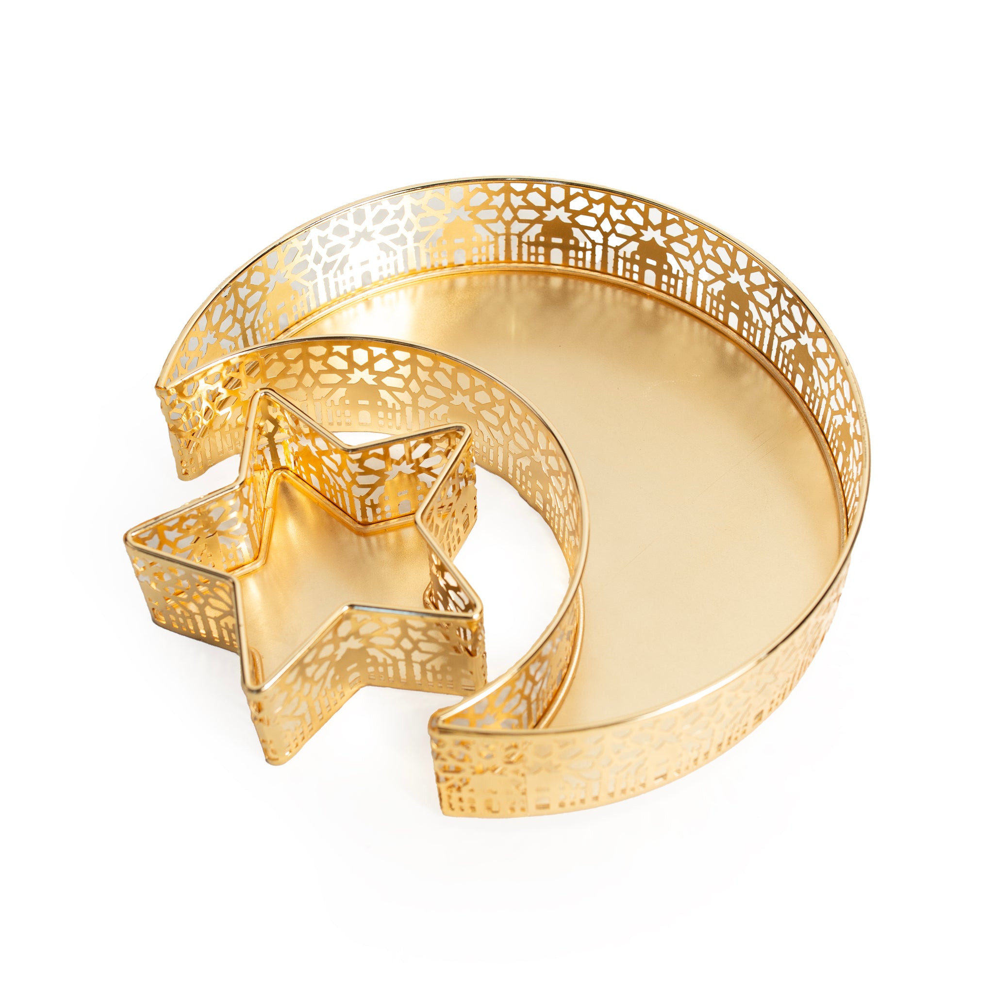 Golden Crescent & Star Dessert Tray Set