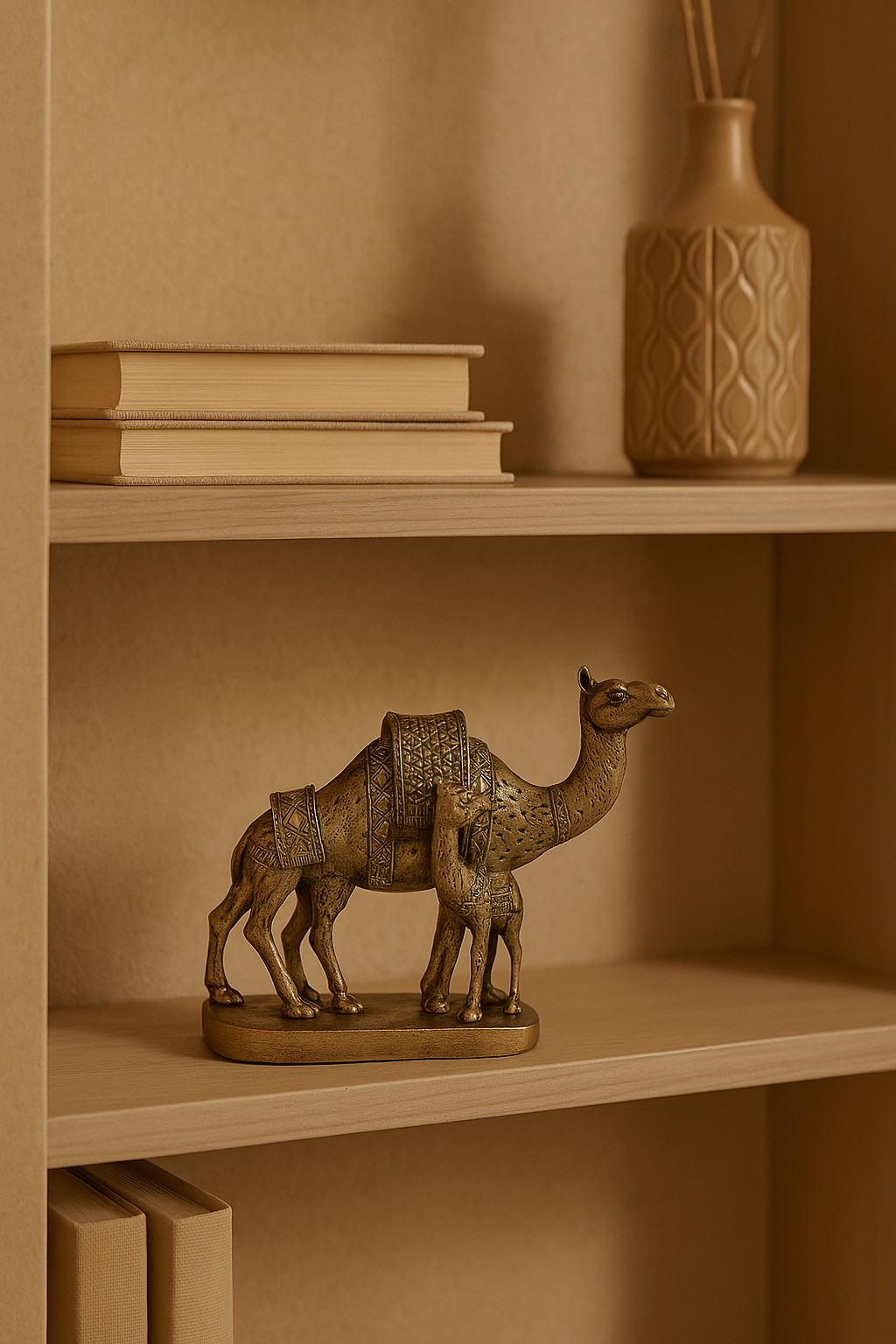 Antique Gold Camel & Calf Figurine – Middle Eastern Inspired
