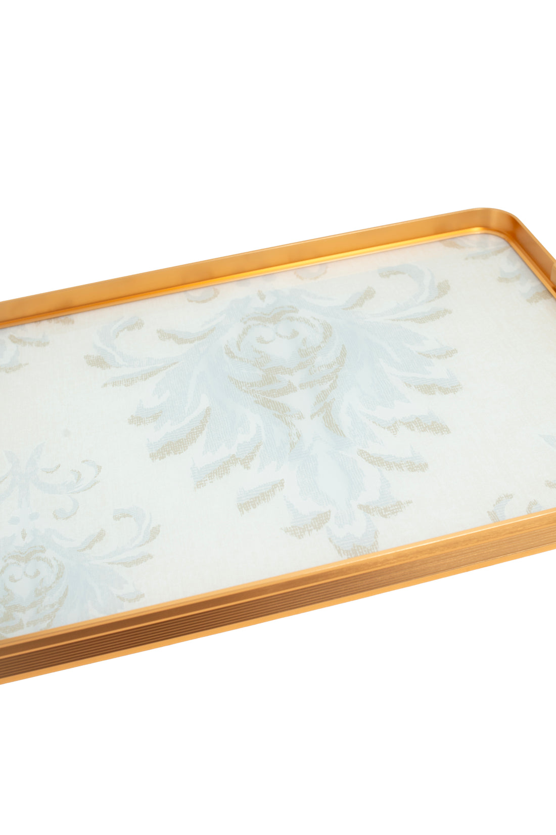 Amal Luxe Serving Tray – Gold & Ivory Tapestry