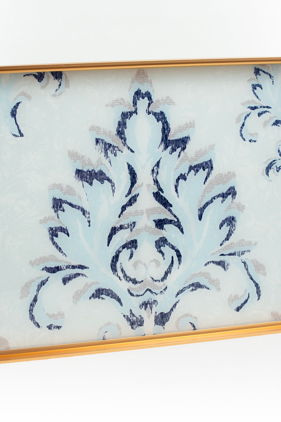 Amal  Luxe Serving Tray – Gold Frame with Blue Tapestry Motif