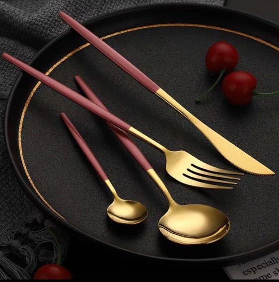 Luxe Gold/Rose Pink 4-Piece Cutlery Set