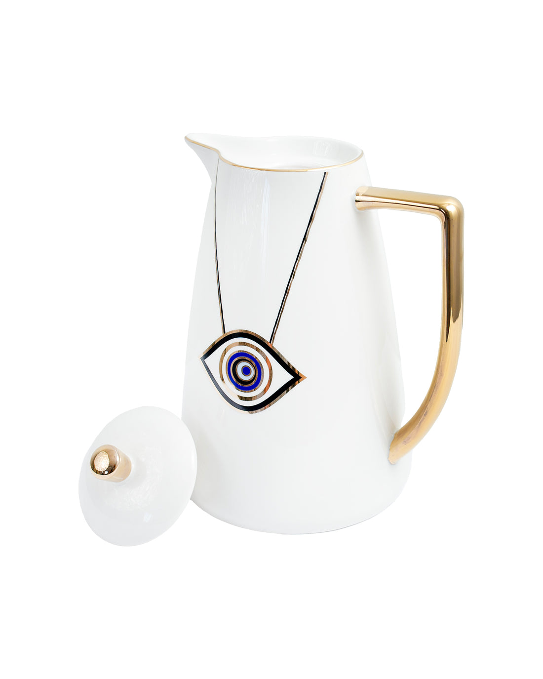 Porcelain Evil Eye Vacuum Flask – 1L (Glass Interior)