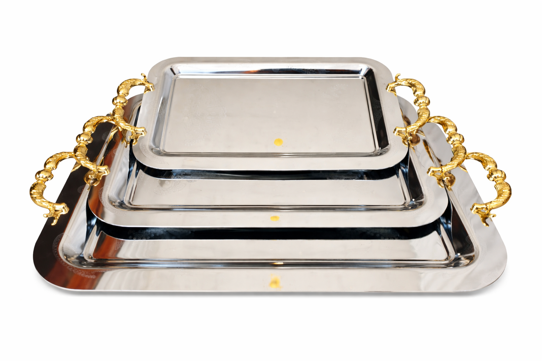 Sultan Serving Tray Set – Gold Edition (3 Piece Set)