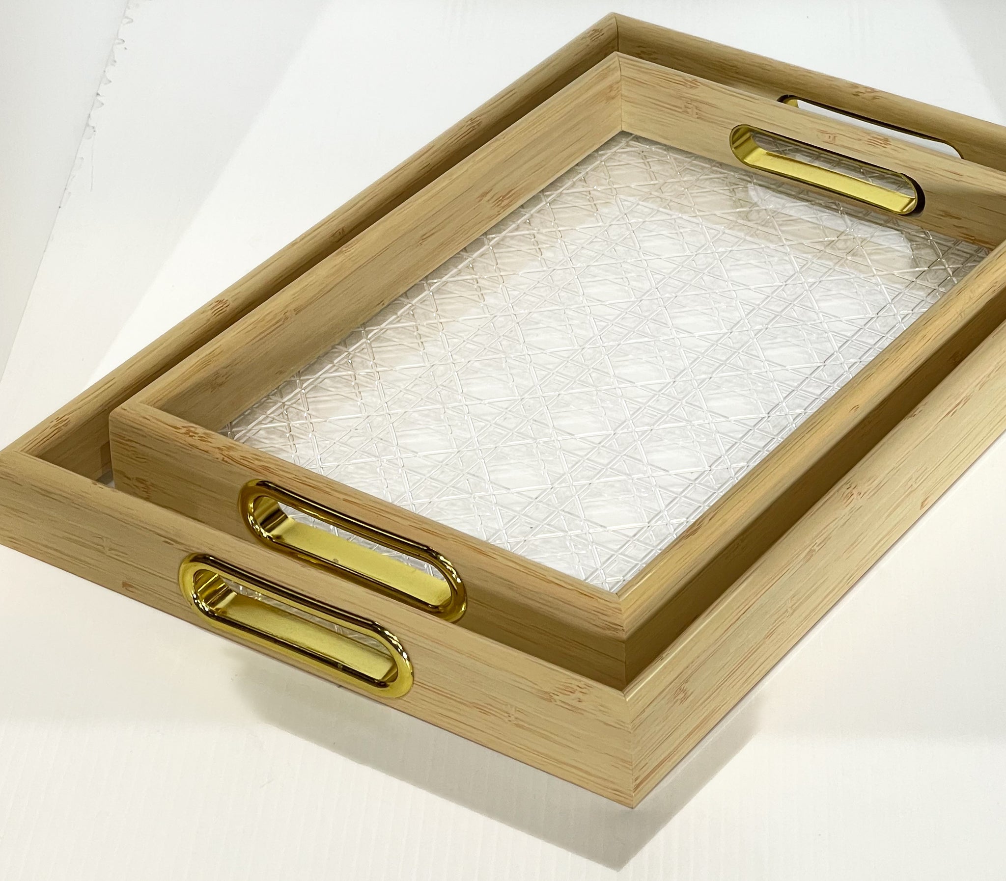 Rattan Pattern Acrylic Tray Set (2-Piece)