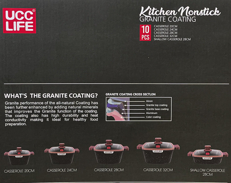 UCC LIFE Brown Marble Edition Cookware Set